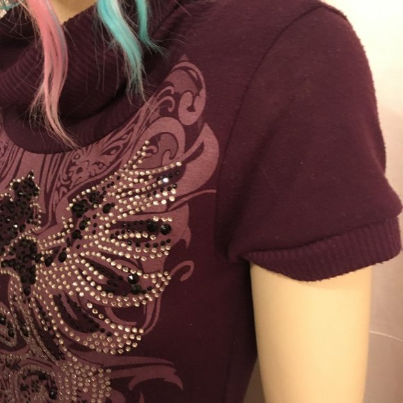 RARE FIND y2k deep purple dereon sweater dress with crystal details! - Picture 12 of 16